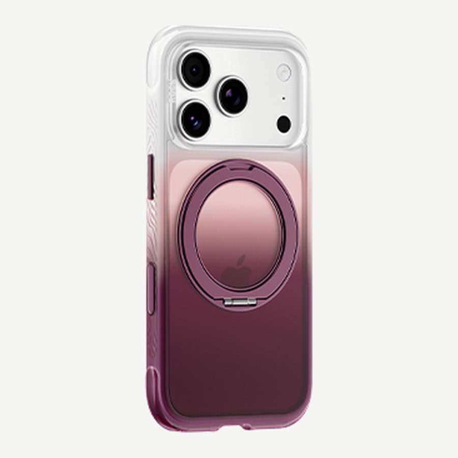 The Crimson Twilight case on a silver iPhone 18 Pro